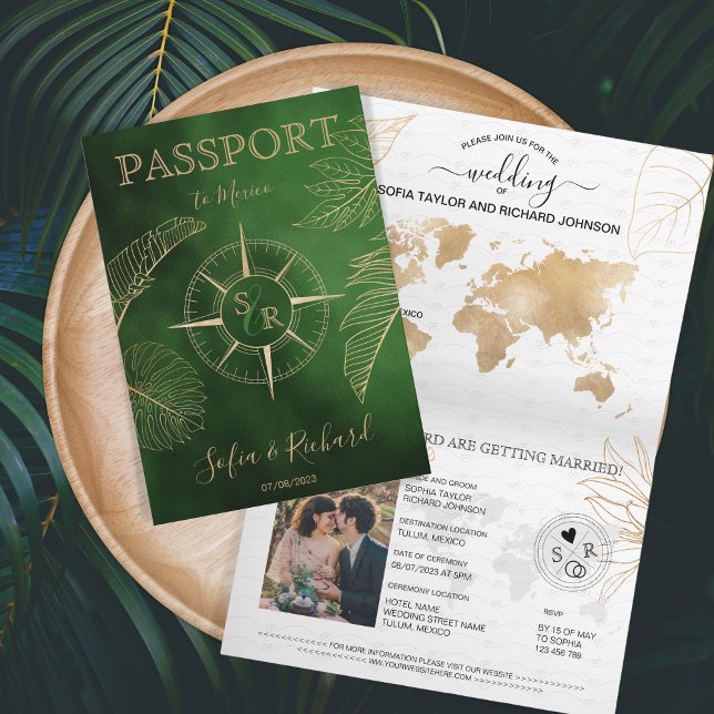 Invitación Mapa mundial de pasaporte de destino de Boda de Mé (Subido por el creador)