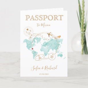 Invitación Mapa Mundial de Pasaporte de Destino de boda Méxic