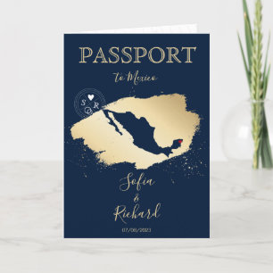 Invitación Mapa Mundial de Pasaporte de Destino de boda Méxic