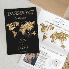 Invitación Mapa Mundial de Pasaporte de Destino de boda Méxic