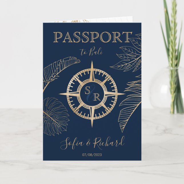 Invitación Mapa mundial de pasaporte de destino de los Bodas  (Anverso)