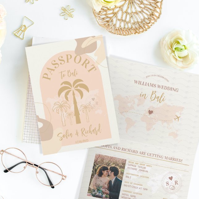 Invitación Mapa mundial de pasaporte de destino del Boda Boho (Subido por el creador)