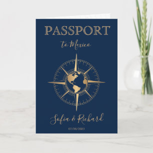 Invitación Mapa mundial de pasaporte de la boda de destino de