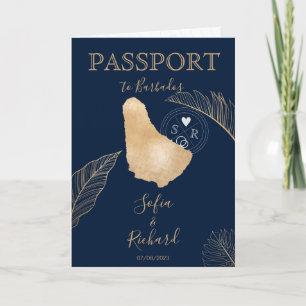 Invitación Mapa Mundial de Pasaportes de Destino de boda en B