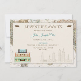 Invitación Mapa Mundial de Viajes de Aventura Moderno
