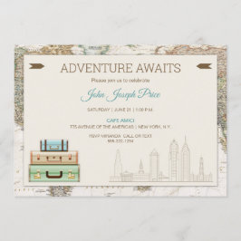 Invitación Mapa Mundial de Viajes de Aventura Moderno