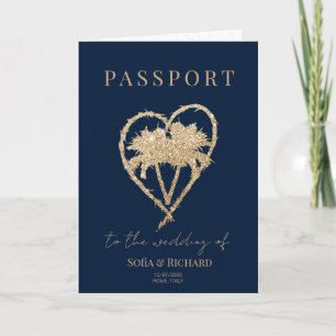 Invitación Mapa mundial del pasaporte de destino de Boda de p