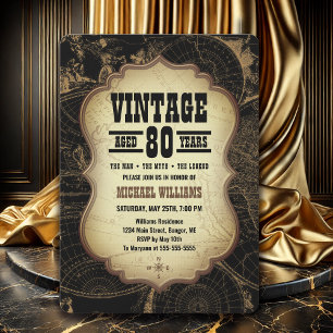 Invitación Mapa mundial del tema de la cosecha del 80 anivers