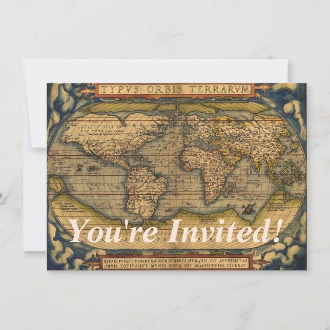 Invitación Mapa Mundial Viaje Antiguo Ortelius Europa (Anverso)