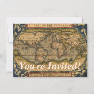 Invitación Mapa Mundial Viaje Antiguo Ortelius Europa