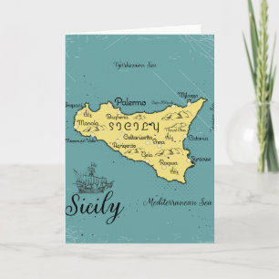 Invitación Mapa Náutico de Sicilia Vintage