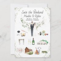Mapa personalizado de itinerario de boda en destin