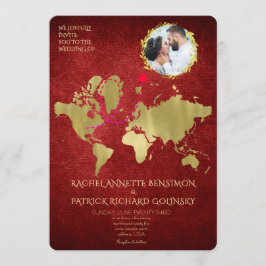 Invitación Mapa Personalizado de la Boda del Viaje de Amor