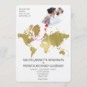 Invitación Mapa Personalizado de Viaje de Amor Boda