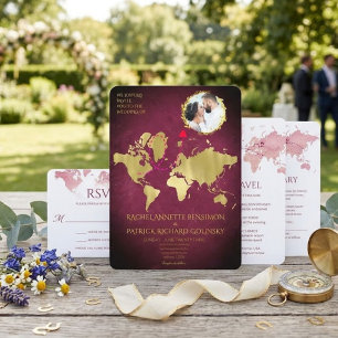 Invitación Mapa Personalizado de Viaje de Amor Boda
