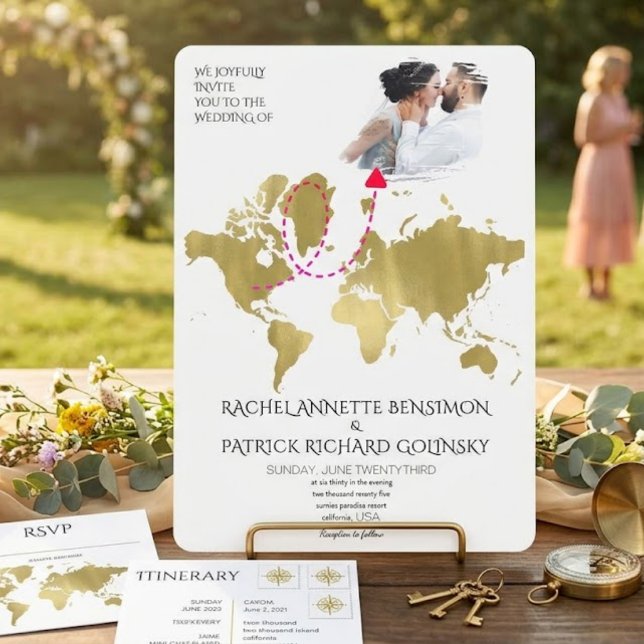 Invitación Mapa Personalizado de Viaje de Amor Boda (Subido por el creador)