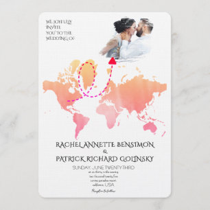 Invitación Mapa Personalizado de Viaje de Amor Boda