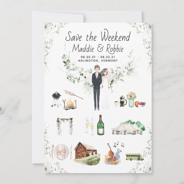 Invitación Mapa personalizado del itinerario de la boda en Ve (Reverso)