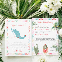 Invitación Mapa tropical de México boda de bienvenida QR