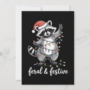 Invitación Mapache De Navidad Salvaje Y Festivo Sombrero De S