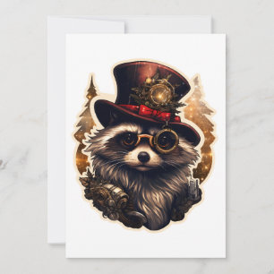 Invitación Mapache de Navidad Steampunk