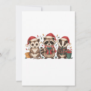 Invitación Mapache Zarigüeya Panda Sombrero Santa Navidad