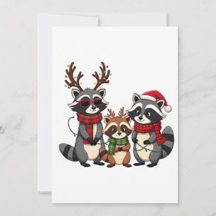 Invitación Mapaches de Navidad con sombrero de Santa que coin