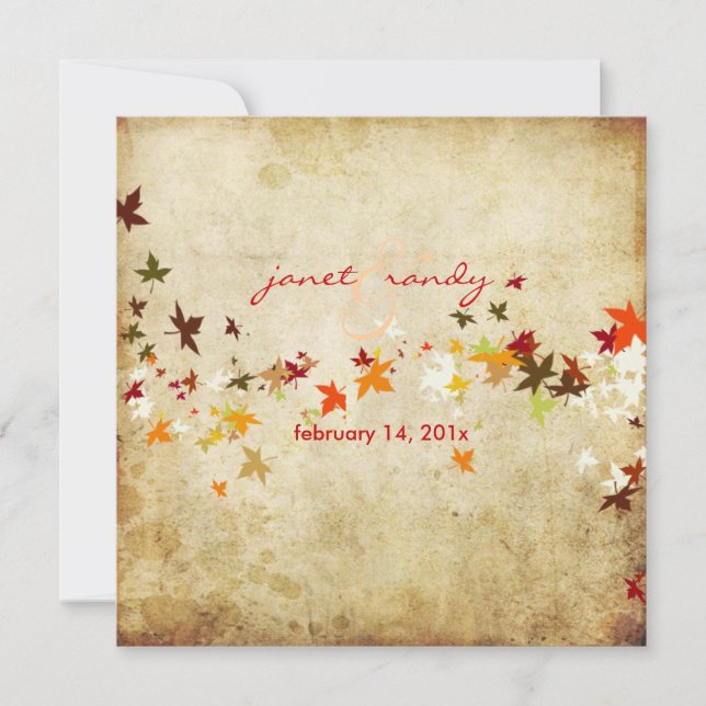Invitación Maple de época PixDezines deja/boda de otoño (Anverso)