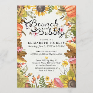 Invitación Maple de otoño deja ducha Brunch & Bubbly Bridal S