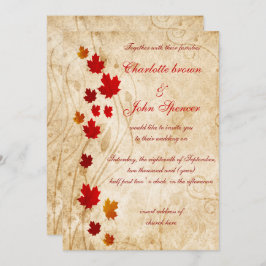 Invitación Maple deja Boda de caída rusa