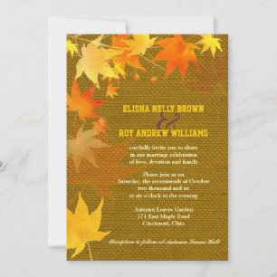 Invitación Maple deja una ruidosa Burlap Boda Caída