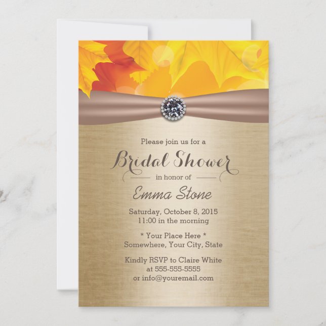 Invitación Maple Leaves Elegante Ducha Bridal Otoño Otoño (Anverso)