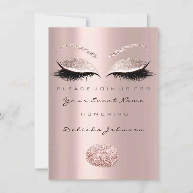 Invitación Maquillaje de Beso Dulce 16º cumpleaños Ducha de n (Anverso)