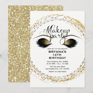 Invitación Maquillaje de pestañas plateadas y doradas Fiesta