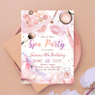 Invitación Maquillaje Fiesta de cumpleaños Glitz rosa y Fiest