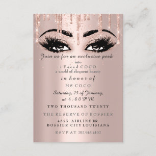 Invitación Maquillaje Formal Coco Event Drips Rose Pestañas