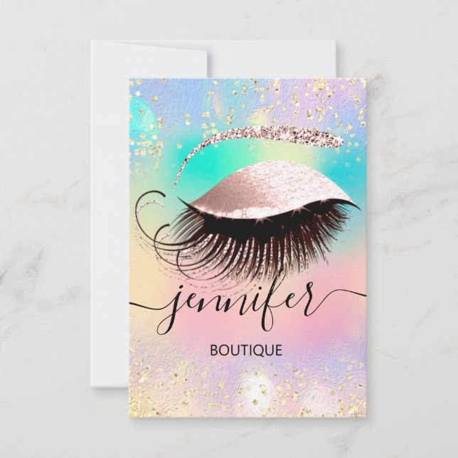 Invitación Maquillaje Holográfico Profesional Eyelash Confett (Anverso)