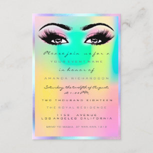 Invitación Maquillaje holográfico rosa cumpleaños dulce 16