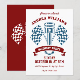 Invitación Máquina de carreras de motocicletas retro
