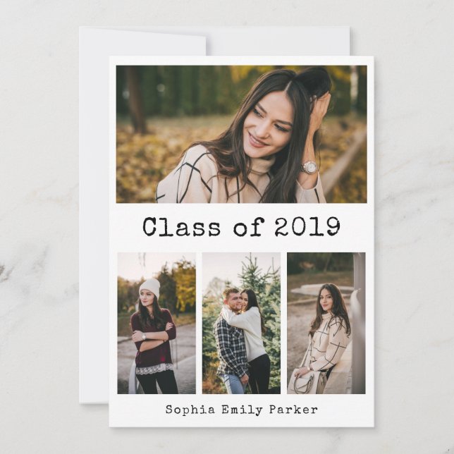 Invitación Máquina de escribir simple | Partido de Graduación (Anverso)