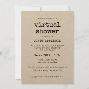 Invitación Máquina de kraft vintage Ducha de novia virtual
