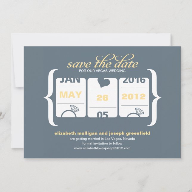 Invitación Máquina de ranura gris y amarilla de Las Vegas Gua (Anverso)