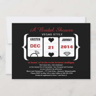 Invitación Máquina de ranura negra y roja ducha de novias