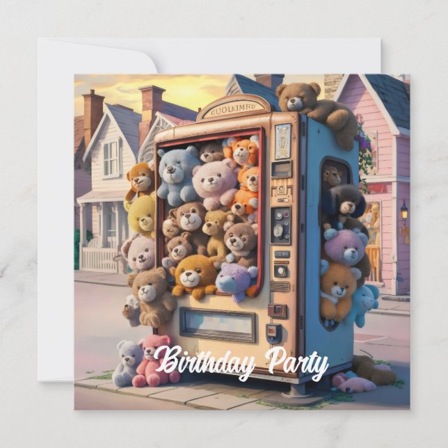 Invitación Máquina expendedora llena de ojivas de peluche (Anverso)