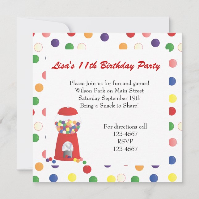 Invitación Máquina Gumball (Anverso)