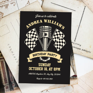 Invitación Máquina mecánica de carreras de motocicletas retro
