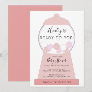 Invitación Máquina moderna de guijarros rosados Chica Baby Sh
