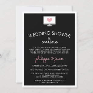 Invitación Máquina rosa negra, ducha virtual de matrimonio