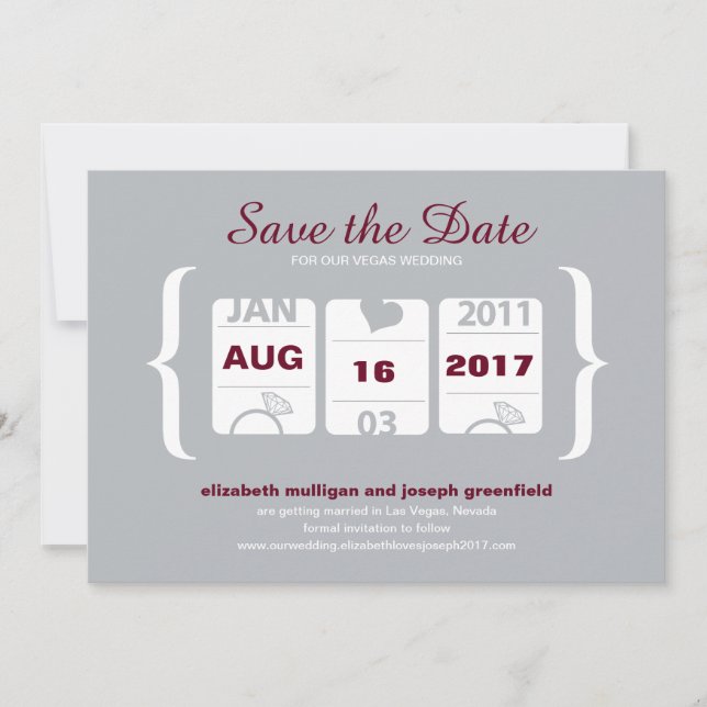 Invitación Máquina Tragaperras Ahorra la Fecha - Boda (Anverso)