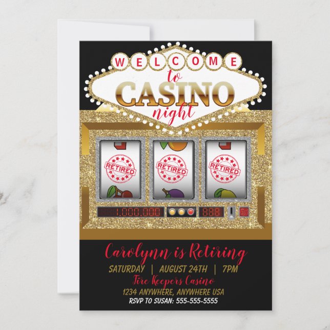 Invitación Máquina tragaperras de casino de retiro Las Vegas (Anverso)